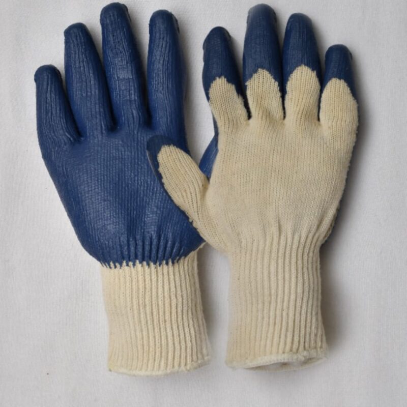 BLUE LATEX COATED WITH SEAMLESS KNITED GLOVE