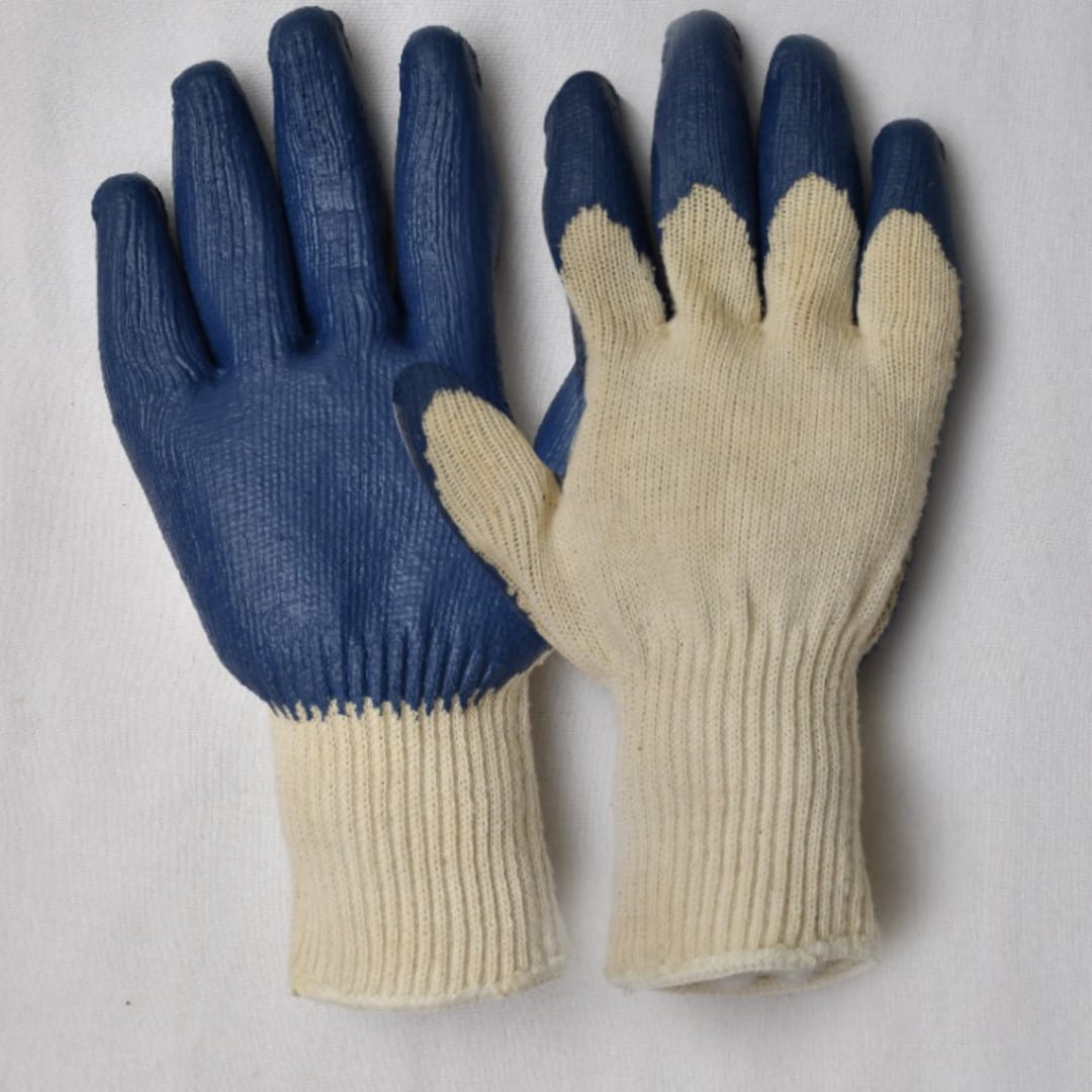BLUE LATEX COATED WITH SEAMLESS KNITED GLOVE