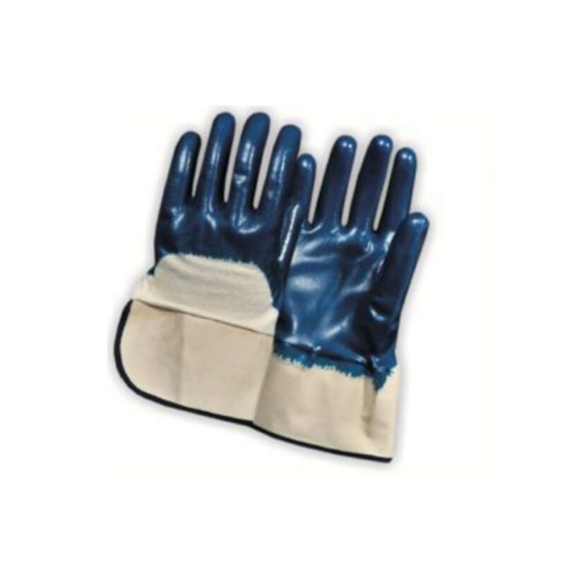 BLUE NITRILE COATED JERSEY LINNING OPEN BACK WITH SAFETY CUFF
