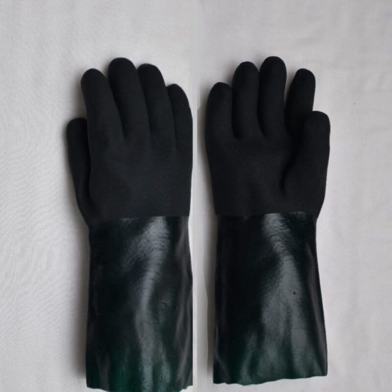 GREEN PVC DOUBLE DIPPED GLOVES, GAUNTLET