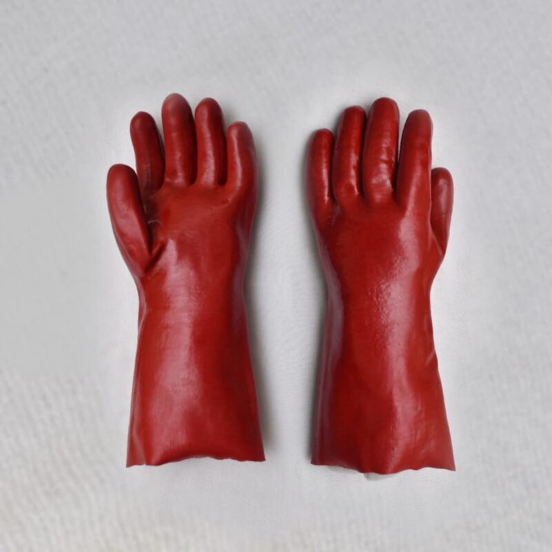 RED PVC DIPPED GAUNTLET WITH INTERLOCK AND FLEECE LINNING