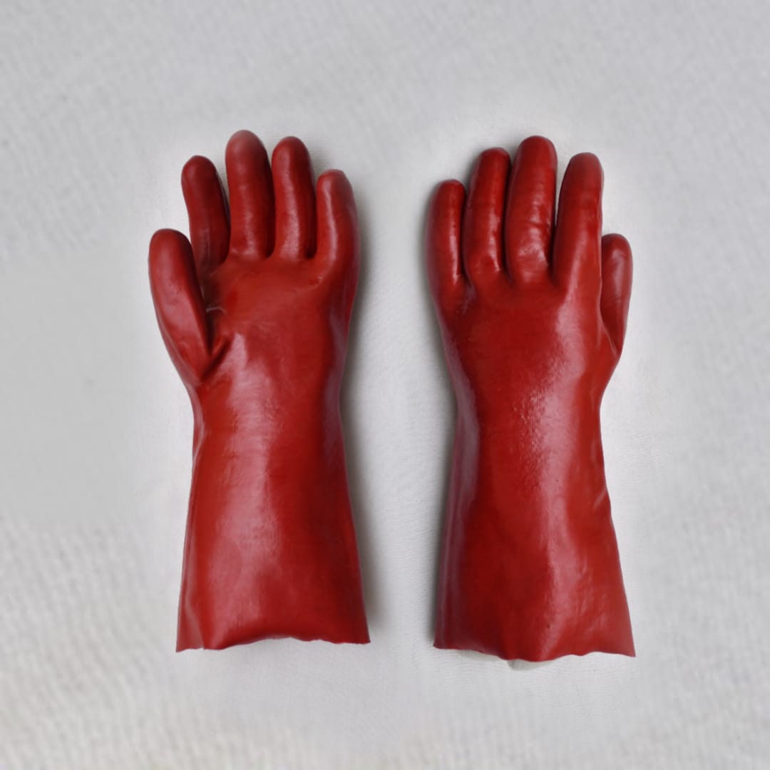 RED PVC DIPPED GAUNTLET WITH INTERLOCK AND FLEECE LINNING